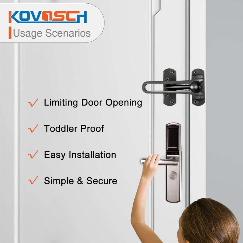 2 Pack Swing Bar Lock Black, Heavy Duty Door Lock Security, Sturdy Swing Bar Door Guard for Front Doors, Zinc Alloy 2 Pack