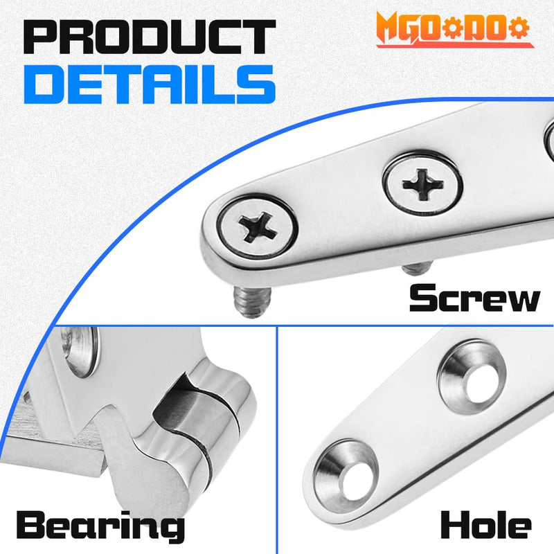 2Pcs 316 Stainless Steel T Hinges, Marine Grade Heavy Duty Boat Hatch Hinge,8" x 4" Casting Cabinet Hardware Door Hinge Marine Hardware with Screws 2Pcs 8'' x 4"