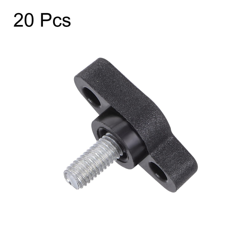 HARFINGTON 20pcs Tee Wing Knobs Thumb Screws M5 x 10mm Standard Male Thread Plastic T Knobs Handles Hand Clamping Knobs Grip Thumbscrew, Black