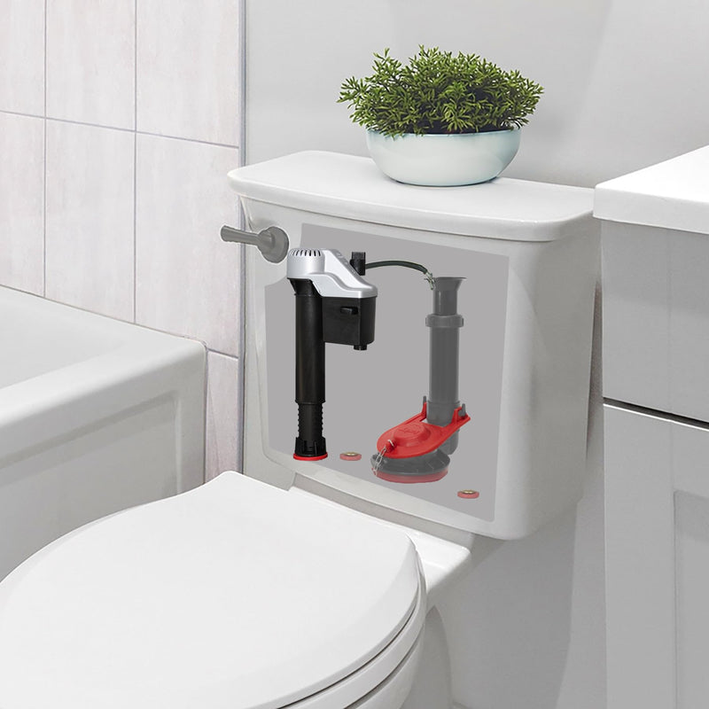 Korky 818MP QuietFILL® Platinum Universal Toilet Fill Valve & 2" Toilet Flapper Kit, Silver