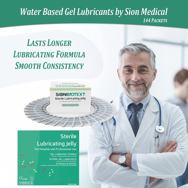 Sterile Lubricant Jelly for Hospitals and Clinics Use. Professional Lubricating Single Packets, Water Based Gel Lubricants by Sion Medical 0.105 oz (3g) 144 per Box - Lube on The Go! 0.11 Ounce (Pack of 144)