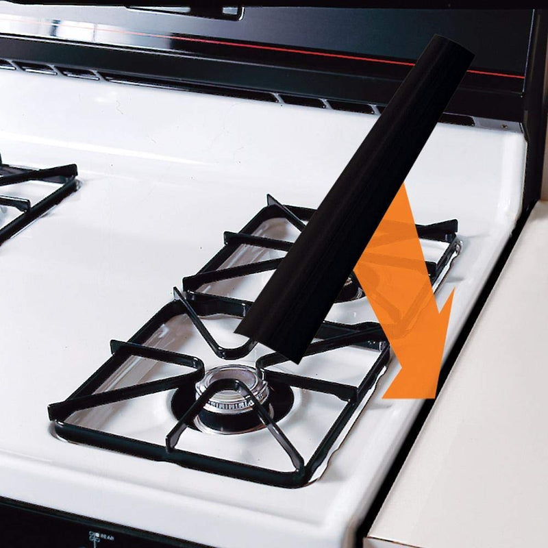 FLSEPAMB Stove Gap Covers Stove Gap Filler 2 Pack Stove Counter Gap Cover with Heat Resistant Wide & Long Gap Filler Used for Protect Gap Filler Sealing Spills in Kitchen Counter, Stovetops 21 Inches Black