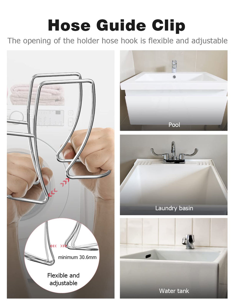 Washing Machine Drain Hose Holder, Adjustable Drain Hose Holder Clamp Hook 304 Stainless Steel Hose Guide Clip Fits All Drain Hose