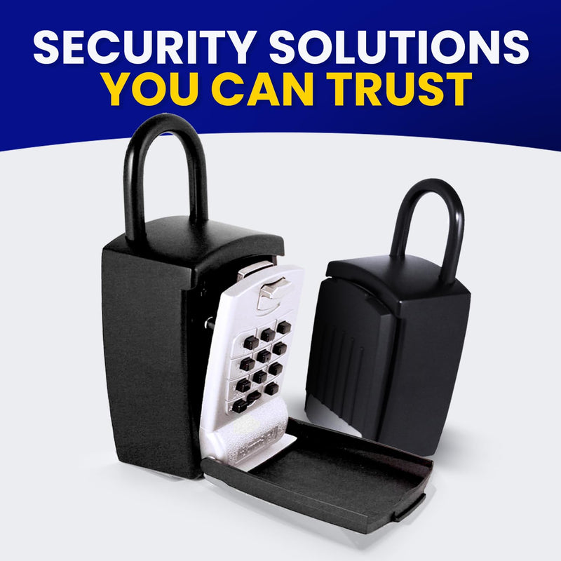 SL-501 Punch Button Lock Box | Portable Shackle LockBox For Outside - Fits House Keys, Car Keys, Fobs, & More | Keypad Safe Box, Digital Push Button Combination Lock | Black Finish 1