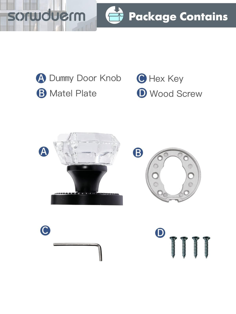 Black Dummy Door Knobs Interior Black Dummy Handle Single Sided Decorative 1 Pack