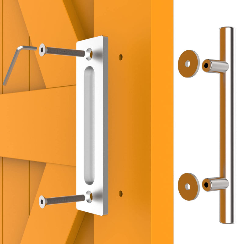 9.5''/24CM Sliding Barn Door Handle Double Sided Pull and Flush Barn Door Embedded Invisible Stainless Steel Stainless Steel 9.5''/24CM