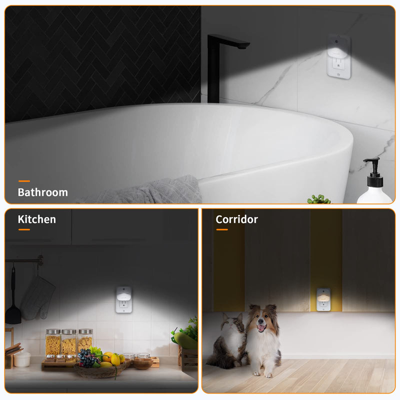 LED Night Light, Night Lights Plug into Wall with Dusk-to-Dawn Sensor, Automatically Turn on and Off,Night Light for Kids,Bedroom,Bathroom,Stairs, White, 6 Packs Daylight White