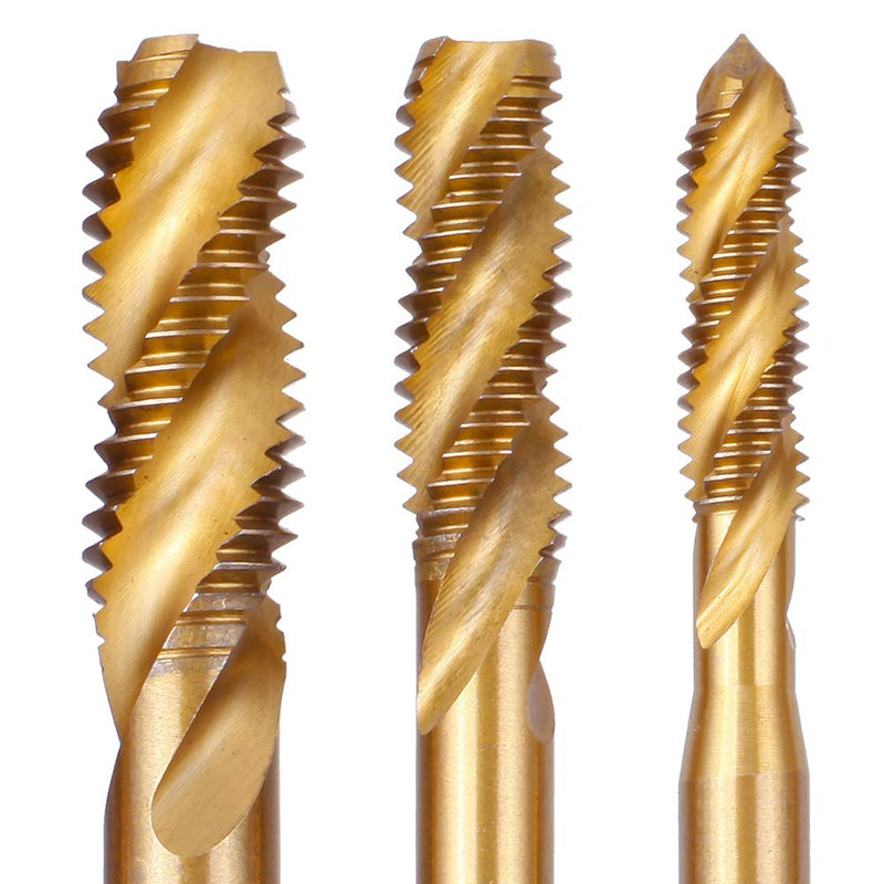 Rocaris 9 Pack of M2 M2.5 M3 M4 M5 M6 M8 M10 M12 Titanium Coated HSS Spiral Flute Metric Taps Set 9 Pcs