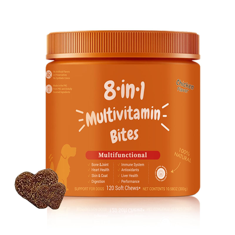 Dog Multivitamins,Chewable Dog Vitamins and Supplements for HIPS, Skin, and Coat,Dog Antibiotics-Multivitamins for Senior Dogs and Puppies,120 Tablets