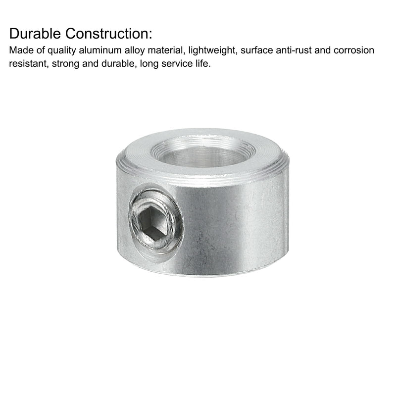 uxcell 4pcs Set Screw Collars 1/4" Bore, Aluminum Shaft Collars, 1/2" OD and 5/16" Thickness, Set Screw Clamp Collar, Stop Collar for Linear Rod Shaft Guide