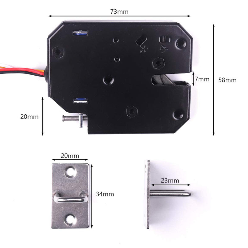 ATOPLEE Electronic Cabinet Lock,1pcs DC 12V 2A Carbon Steel Solenoid Cabinet Spring Lock for Cabinet Drawer Locker (73X 58 X 13mm) 73mm X 59.5mm X 13mm