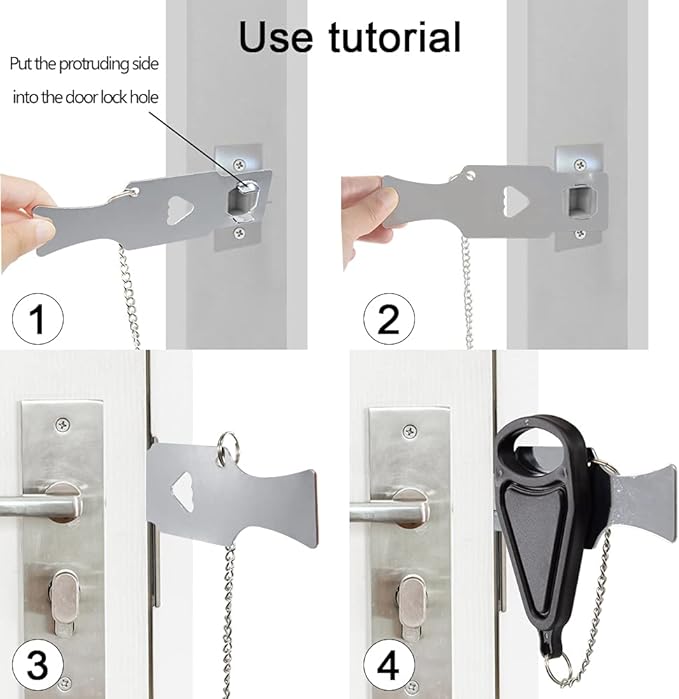 Portable door lock, travel lock, AirBNB lock, school lockdown lock also security home apartment living hotel motel. Security locks are used for travel, family and hotel security (Black 1)… - NewNest Australia