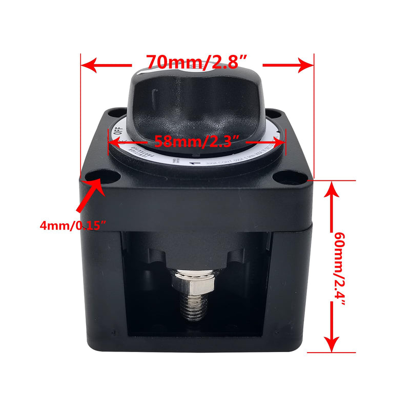 Boat Battery Disconnect Switch, Waterproof 32V On/Off Heavy Duty Switch for Car, RV, Truck, Black
