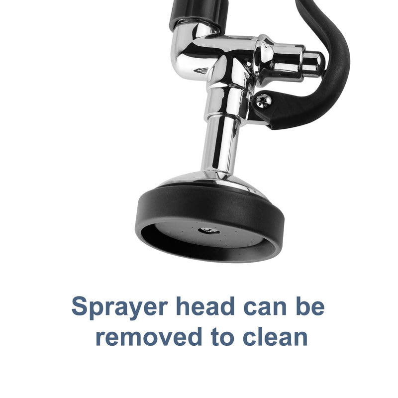 Pre Rinse Sprayer Commercial Sink Sprayer Head,1.42GPM Spray Valve Dish Sprayer Nozzle with Ergonomic Handle, Commercial Faucet Parts for Commercial Kitchen Faucet,Chrome Finished（Black） Black