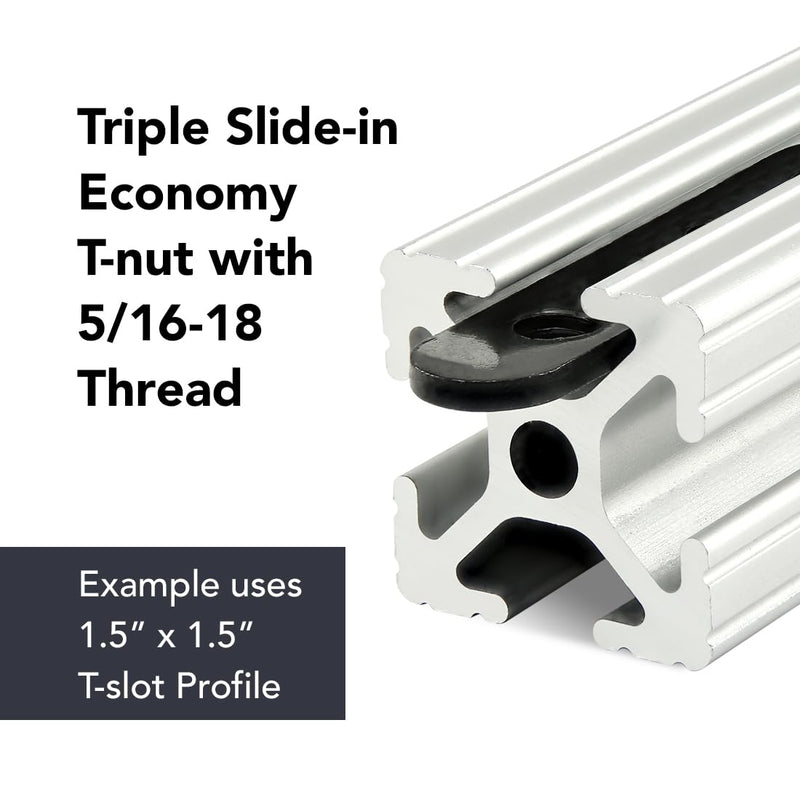 8020, 3285, 15 Series 5/16-18 Triple Threaded Slide in Economy T-Nut Steel T-Slot Accessories for 80/20 Aluminum Extrusion Hardware Nuts (10 Pack) 10