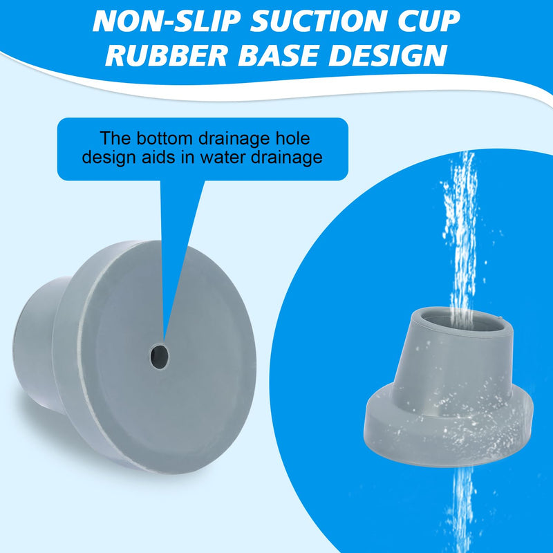 supregear Shower Chair Leg Caps - Heavy Duty Replacement Feet for Shower Chair Bath Seat, 1-1/8" I.D. Slope Rubber Tips for Shower Stools Transfer Bench Non-Slip Extreme Grip Suction Cup Feet, 4PK Grey