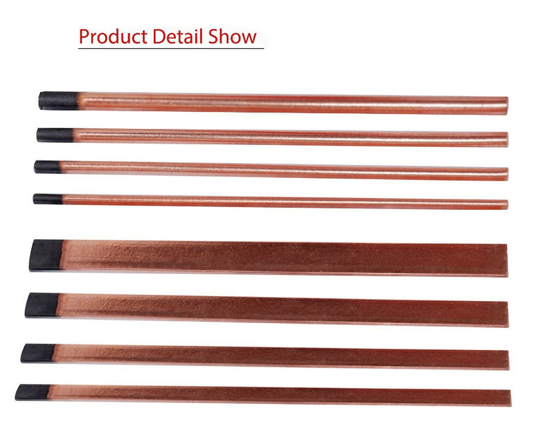 Arc-air Gouging Carbon Rods 13.98" x 0.59" x 0.2", Flat Copper Coated Gouging Carbon Electrodes Length 355mm, Width 15mm, Thickness 5mm(Package: 10pcs) L 355mm x W 15mm x T 5mm