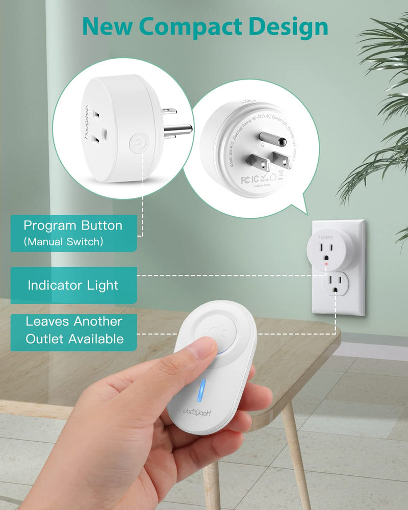 Remote Control Outlet,15A/1500W, 500 Feet RF Range Remote Light Switches Kit, No Wiring Needed Wireless Remote Outlet for Light, Small Electrical Appliance, with Anti-Surge 4000V Remote & Outlet White 1