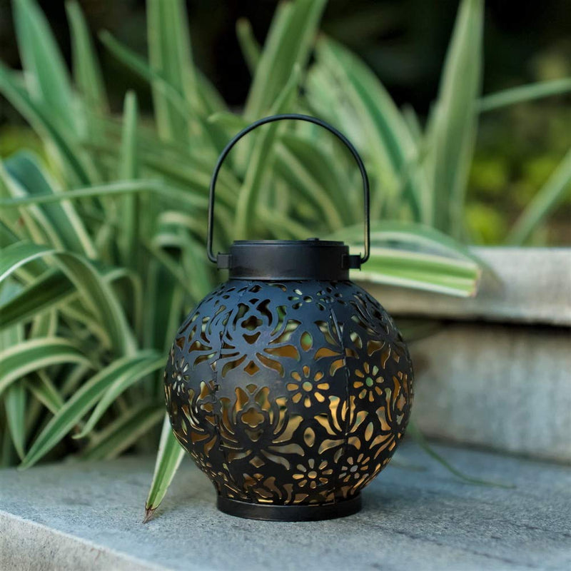 2 Pack Outdoor Solar Hanging Lantern Lights Decorative Christmas Light for Garden Patio Courtyard Lawn and Tabletop. Unique Gifts for Women Gardening. Black