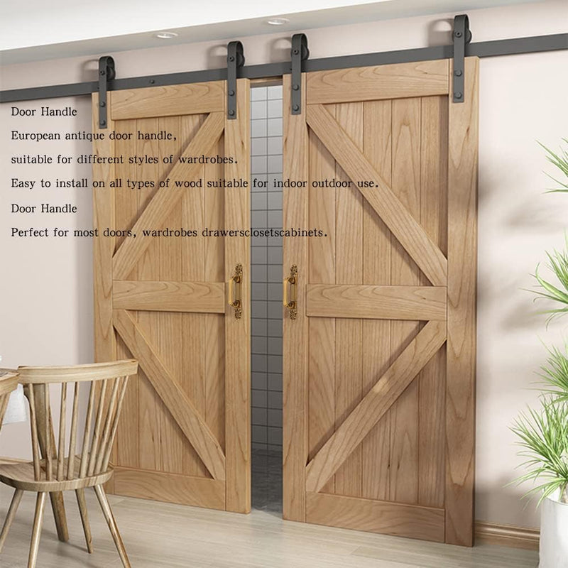 European Style Barn Door Handle Antique Door Pull Handle Metal Sliding Door Handle for Cabinet Hardware Drawer Cupboard Accessory (4 Pack) 4