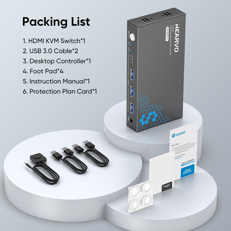 USB 3.0 HDMI KVM Switch 1 Monitor 2 Computers, 8K@60Hz KVM Switches for 2 Computers Sharing Monitor Keyboard Mouse Hard Drives Printer,with EDID Adaptive,2*USB Cable and Controller -S7229H Black 8K 1 Monitor HDMI