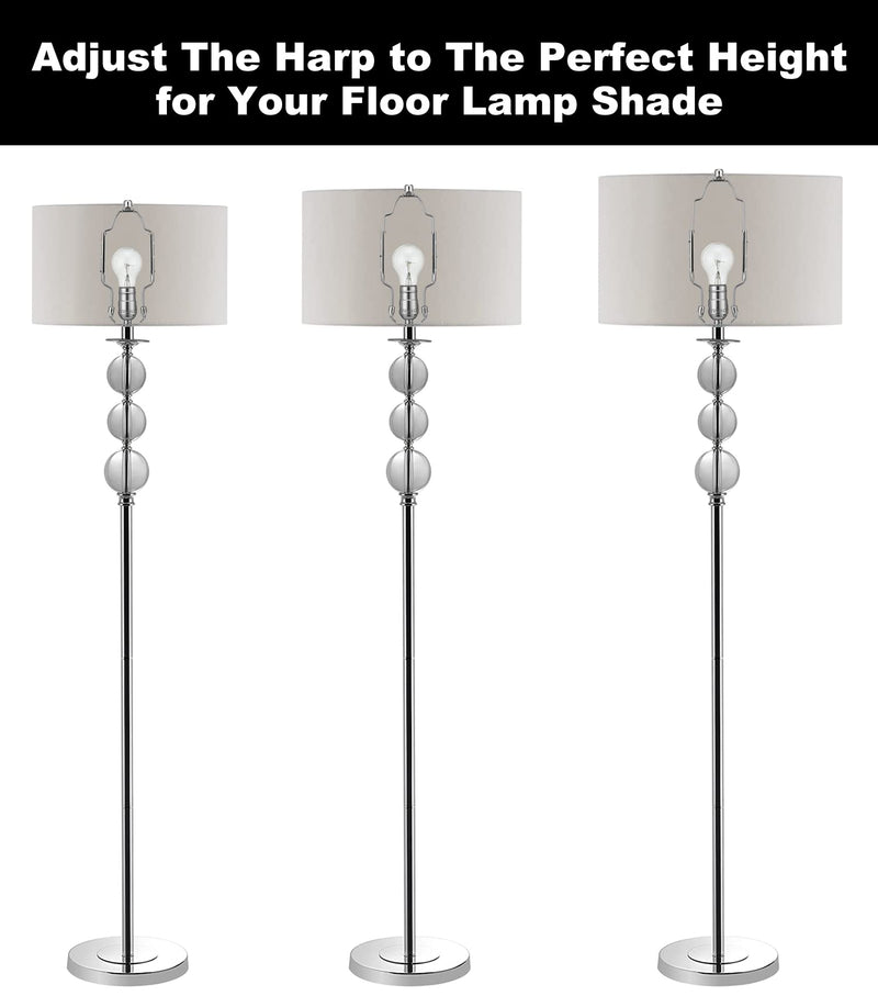 8 9 10 inch Lamp Shade Holder Kit [Adjustable] for Table and Floor Lamps, Heavy Duty Lamp Parts with 3/8 Standard Saddle, UNO Fitter Adapter and Lamp Finial (Silver) Silver