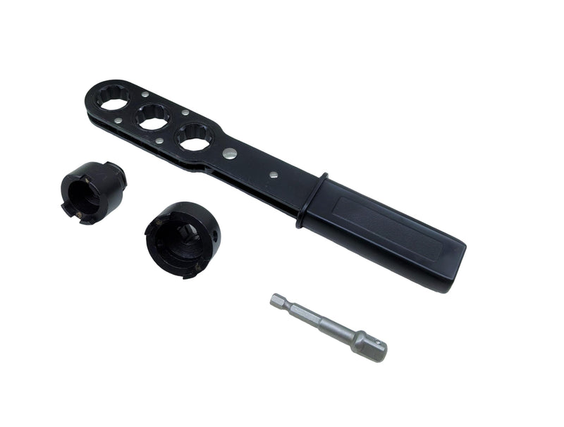 Locknut Socket Wrench Set for 1/2" & 3/4" Conduit Connectors,Dual Independent 42CrMo Sockets + Pass-Through Ratcheting Wrench with Direction Lock