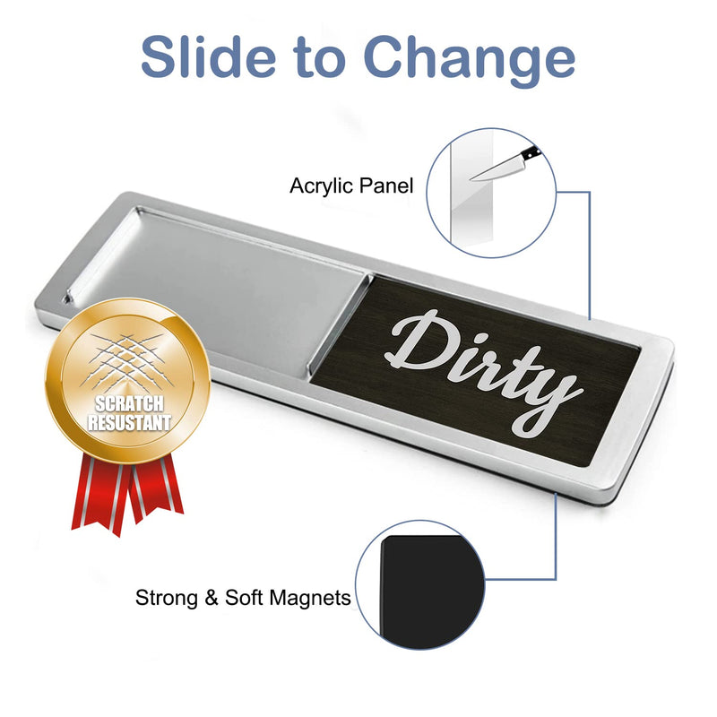 Oxepleus Dishwasher Magnet Clean Dirty Sign, Farmhouse Rustic Wood Design Black and White Non-Scratch/Easy to Read & Slide/Strong Magnetism Kitchen Storage and Decoration Accessories (A-Silver) A-silver