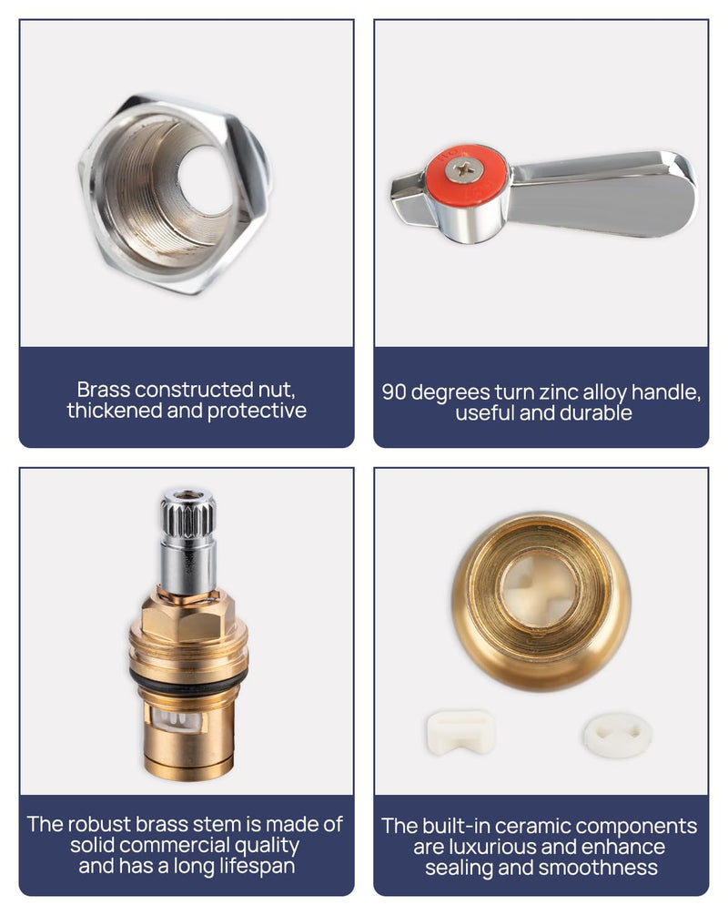 Lead-Free Brass Faucet Cartridge Valve Stems & Handles Assembly Kit, Hot and cold