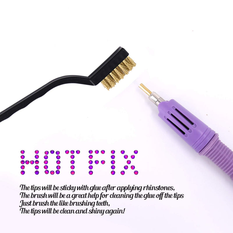 Hotfix Applicator Rhinestones, DIY Hot Fix Rhinestone Applicator Wand Setter Tool Kit with 7 Different Sizes Tips, Tweezers & Brush Cleaning kit and 2 Pack Hot-Fix Crystal Rhinestones