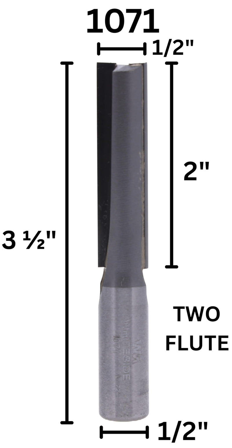 Whiteside Router Bits 1071 Straight Bit with 1/2-Inch Cutting Diameter and 2-Inch Cutting Length