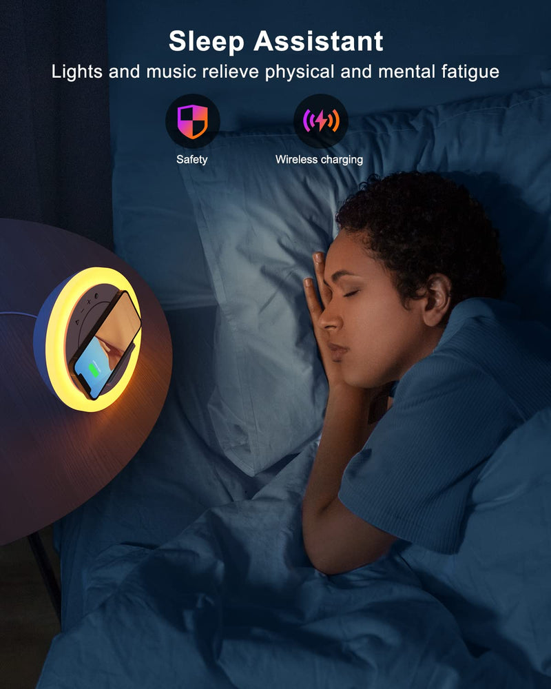 Bluetooth Speaker with Lights, Wireless Charging Speaker, Best Birthday Gift Ideas Teenage,Applicable for Bedroom/Teen Girl Gifts/Please use The Original Adapter(5W Wireless Charging) 5W wireless charging