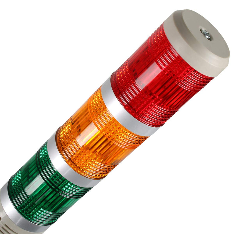 LUBAN Industrial Signal Light Tower, Column LED Alarm Tower Lamp Light Flash Indicator, 3-Layer Stack LED Warning Light for Safety (DC 12V/Steady ON Light) 12V without Buzzer
