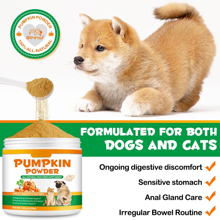 Pumpkin for Dogs & Cats,Fiber Supplement with Apple, Sweet Potato & Enzymes,Supports Digestion Health,Stool & Gut Health,Add Water to Make Pumpkin Puree for Dogs