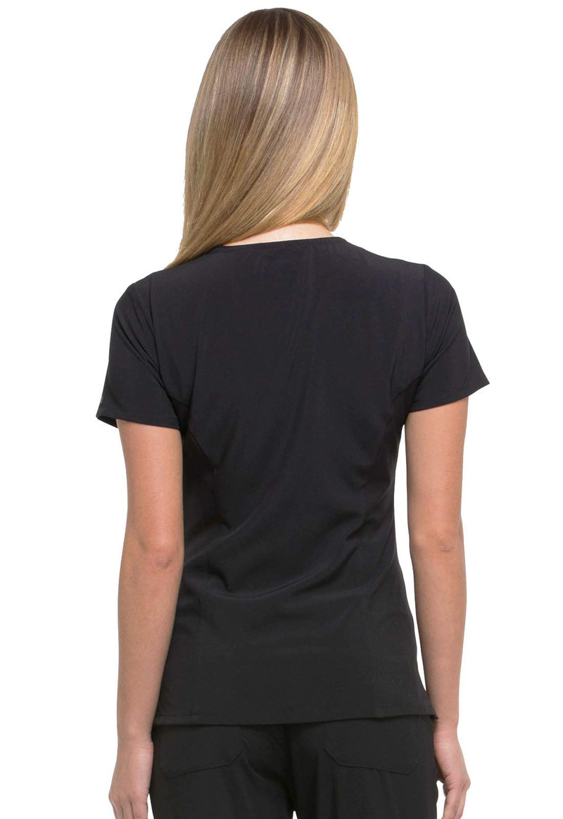 Dickies EDS Essentials Scrubs, V-Neck Womens Tops with Four-Way Stretch and Moisture Wicking DK615 Medium Black