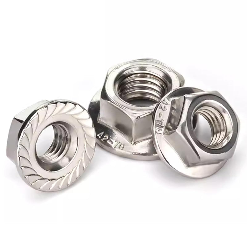M10 Flange Nuts, 304 Stainless Steel M10-1.5 Serrated Flange Hex Lock Nuts, 10Pcs-Pack