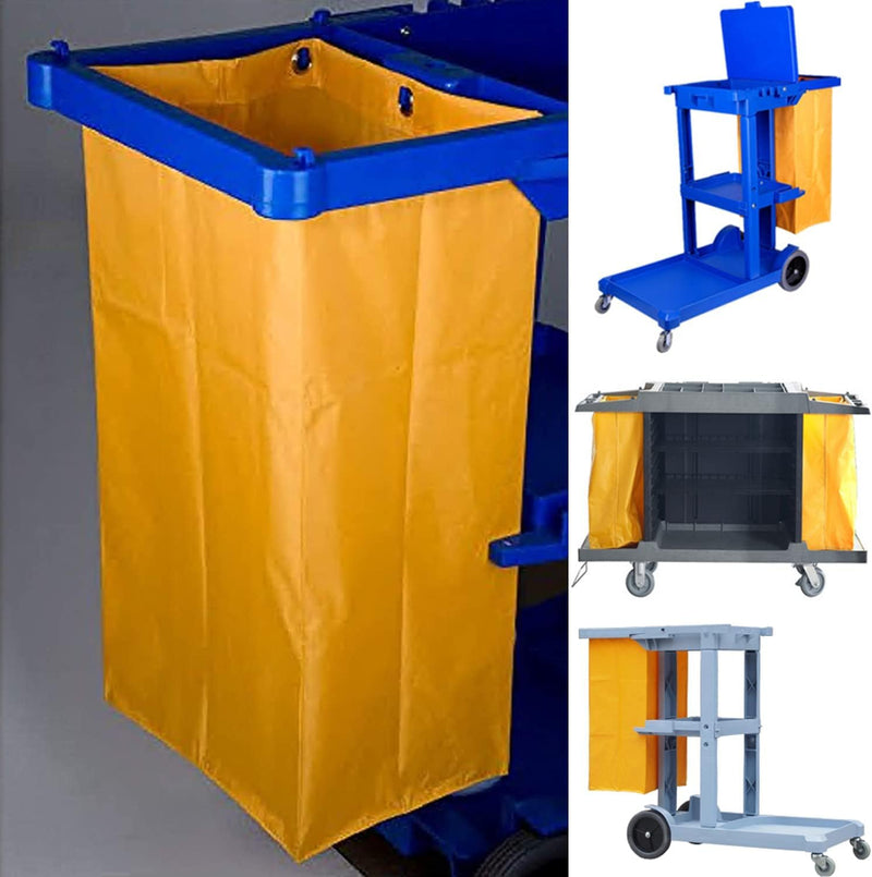 Replacement Janitorial Cart Bag-16 x 11 x 27inches, High Capacity Waterproof Thickened Housekeeping Commercial Janitorial Cleaning Cart Bag with 6 Brass Grommets - 23 Gallon (Yellow) Yellow