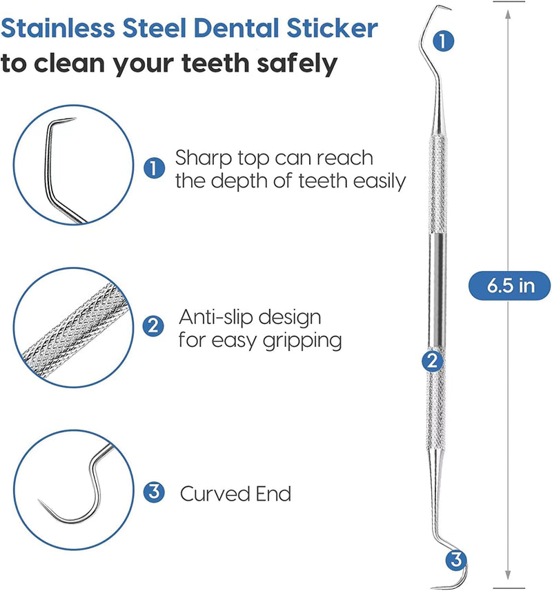 Professional Dental Tarter Scraper 100% Stainless Steel Double-Sided Hook & Angled Pick Wax & Clay Sculpting Tool 1Pack 1 Count (Pack of 1)