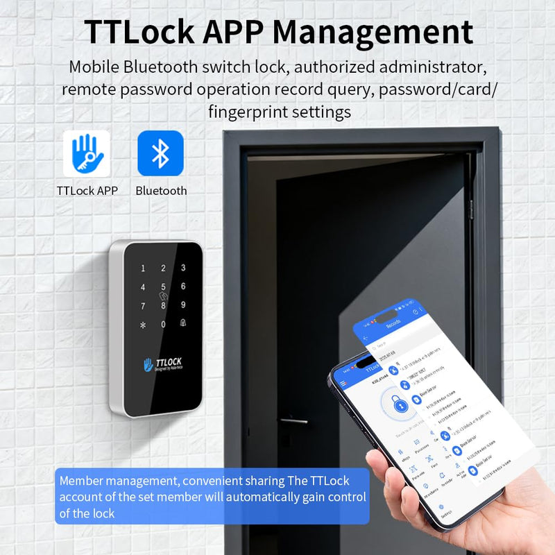 Waterproof Fingerprint Access Control Machine Smart TT-Lock APP Door Access Control Security System NFC Bluetooth Digital Keypad RFID Card Reader+10 Key (MJ03-TT-LOCK-Silvery（Without Fingerprint）) MJ03-TTLOCK-Silvery（Without Fingerprint）