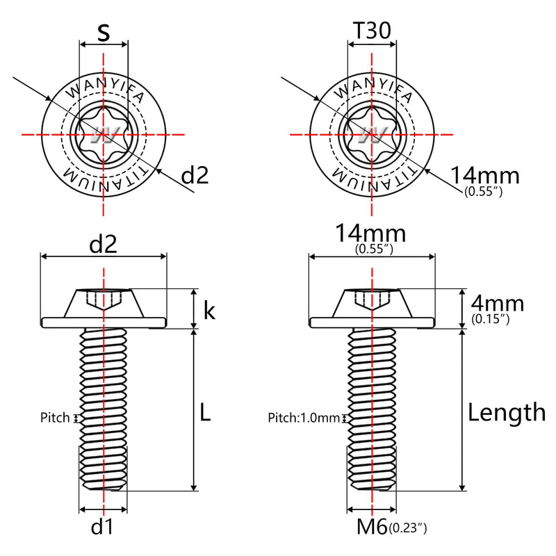 Titanium Bolt M5 M6x10 12 15 20 25 30 35mm Torx Dished Screws | for Locomotive Motorcycle Shell Modification Repair Pack of 6 (Burnt Blue, M6x12mm) Burnt Blue