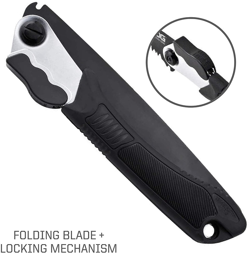 SOG Folding Saw - Wood Saw, Hand Saw, Pruning Saw and Camping Saw with 8.25 Inch Removable Blade and Compact Sheath for Foldable Saw (F10N-CP) , Black