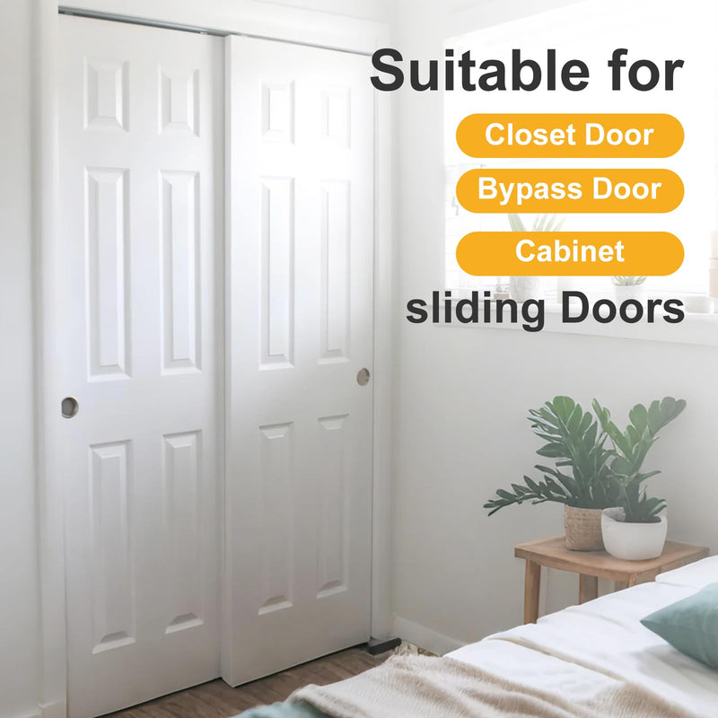 Sliding Closet Door Roller Kit – Top Hung Door Replacement Hardware with 7/8Inch Convex Ball Bearing Wheels, Stamped Steel, 1/4" & 1/2" Offset Brackets