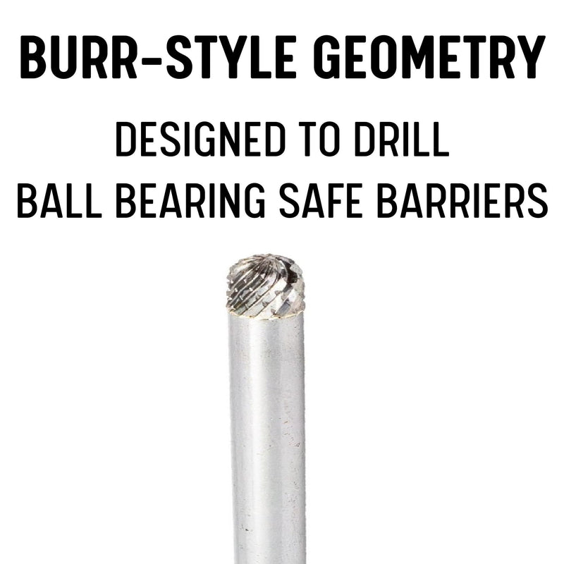 Drill America 5/16" x 6" Carbide Ball Bearing Drill Bit – Burr-Style for Hardened Steel, Safes & Security Barriers 5/16" x 6"