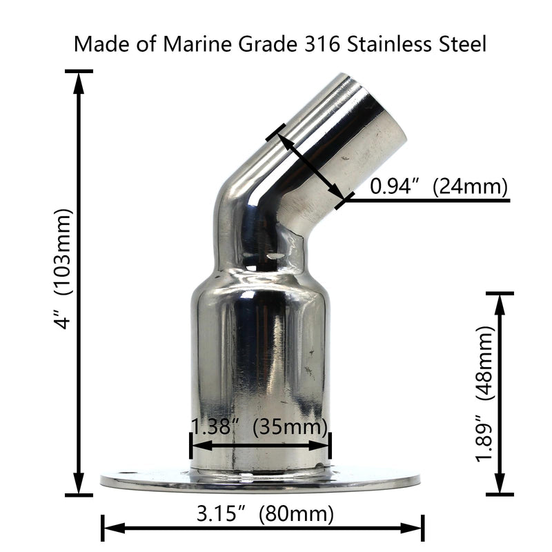 Diesel Heater Thru Hull Exhaust Skin,Stainless Steel 316,Fitting for 0.94"(24mm) Hose Pipe Diesel Parking Heater Marine Exhaust Port(Bent)
