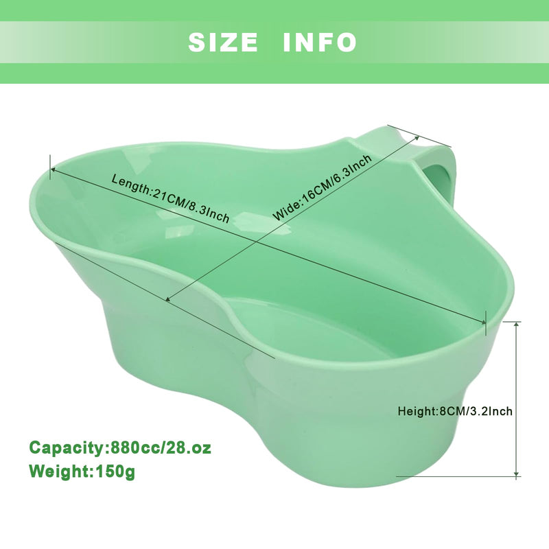 Green Emesis Basin with Handle - Kidney Shape Spit Cup Bed Mouthwash Cup - Elderly Toothbrushing Basin, Portable Mouth Wash Basin for Elderly Bedridden Patients, 880cc