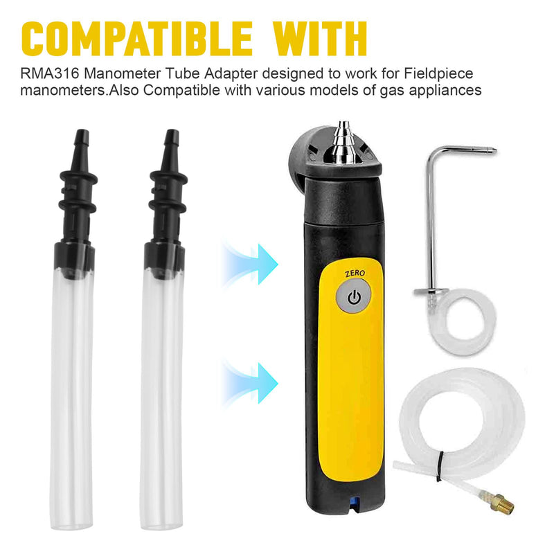 RMA316 Manometer Tube Adapter from 3/16" to 5/16" - Fit for Fieldpiece Manometer Compatible with Inlet and Outlet Valves on Various Models of Gas Appliances - 2 Pack