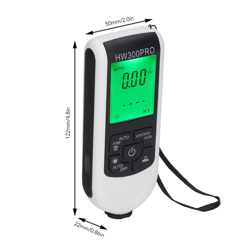 2024 Paint Thickness Gauge, Digital Coating Paint Depth with Portable Rope, Paint Thickness Meter Automatic Shutdown Function Paint Coating Meter for Outdoor (White) White