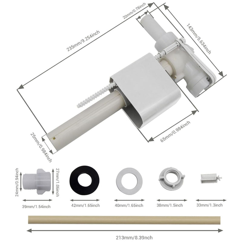 Toilet Side Mount Fill Valve Replacement,Compatible with Delta RP71168, G1/2 Inlet with G7/8 Adapter, Adjustable Float Height, Includes Refill Tube & Filter Screen, WC Tank Repair Parts