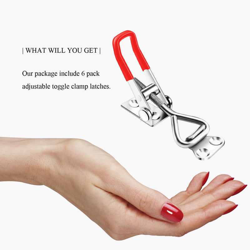 6 Pack Toggle Latch Clamp 4001，Adjustable Pull Latch, 330Lbs Holding Capacity Pull for Lid Jig