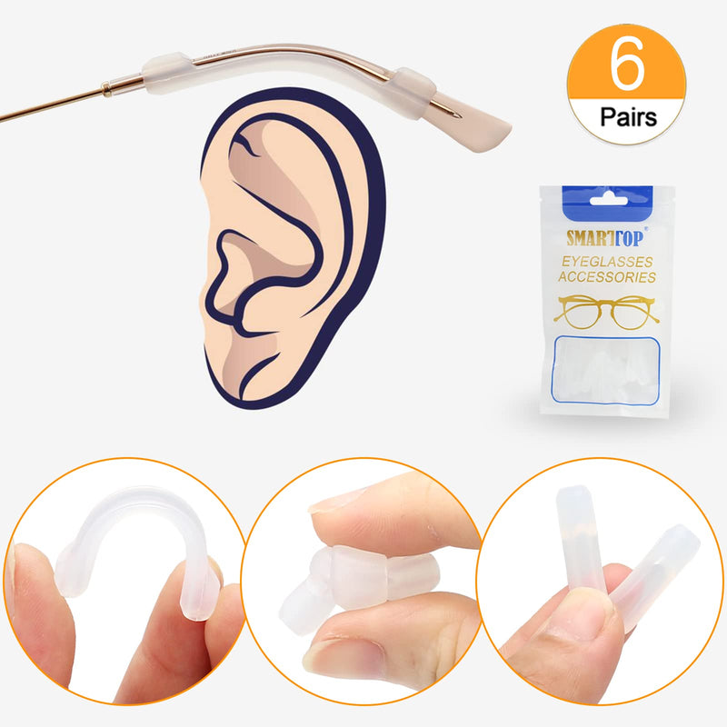 Silicone Eyeglasses Temple Tips Sleeve Retainer, Anti-Slip Elastic Glasses Ear Grip Comfort Eyeglasses Retainers Behind The Ears for Reading Glasses Sunglasses Clear